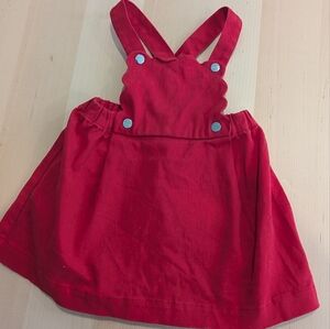 JACADI PARIS Red BABY Dress Scalloped Straps 18M SKIRT Christmas